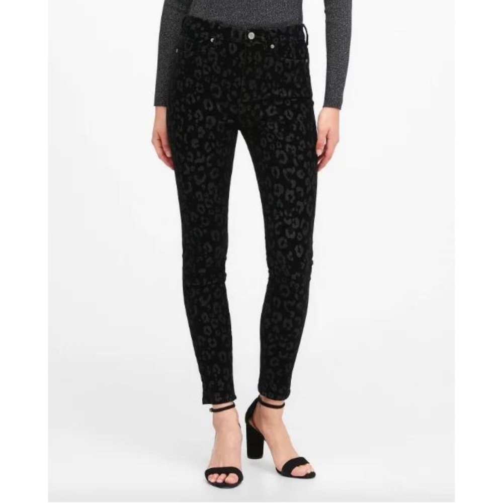 BANANA REPUBLIC skinny fit black cheetah print slacks H22
